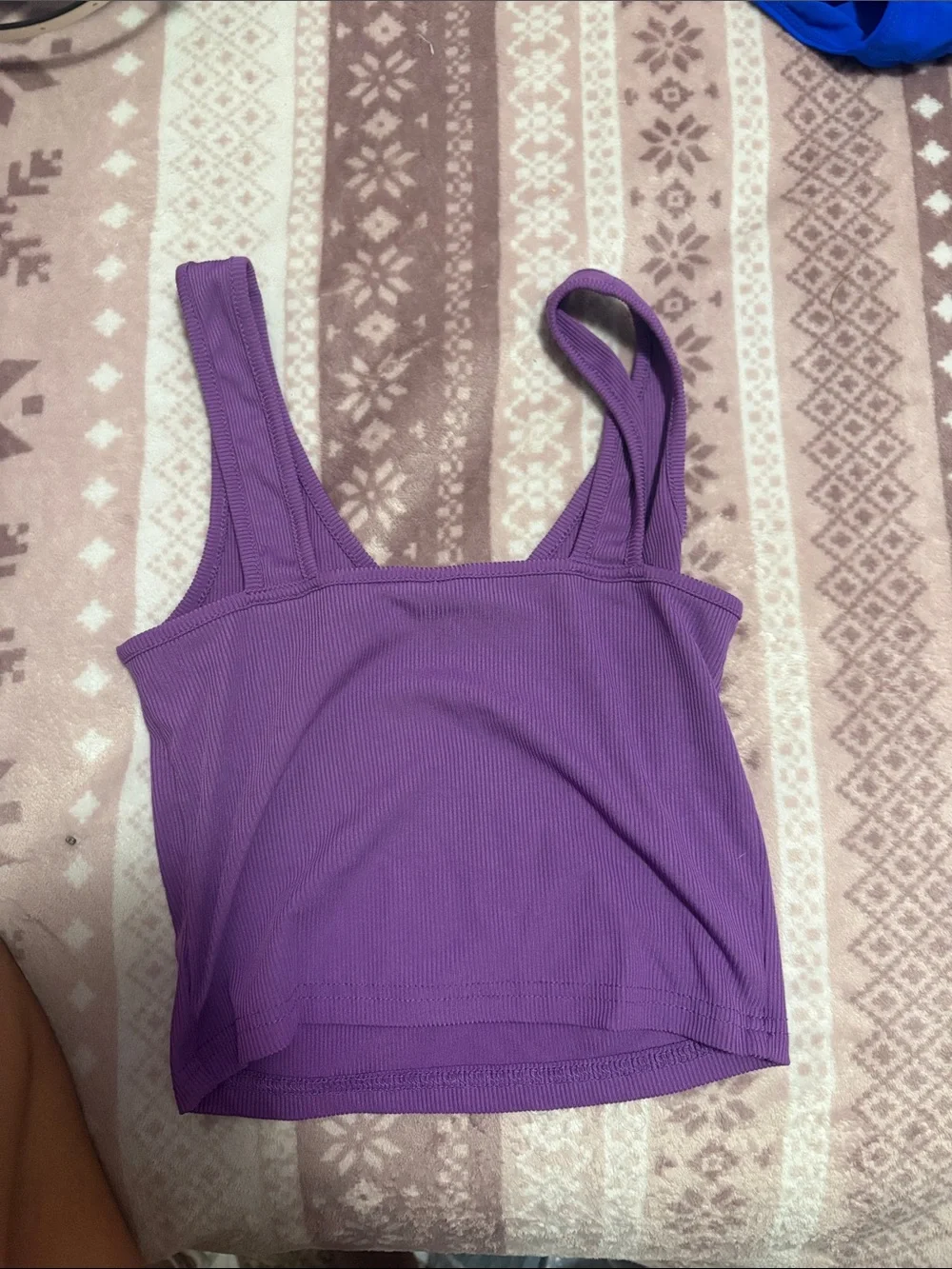 SHEIN Purple Ribbed V-Neck Tank Top